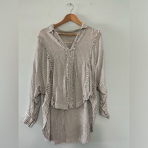 Free People Black and White Striped Blouse